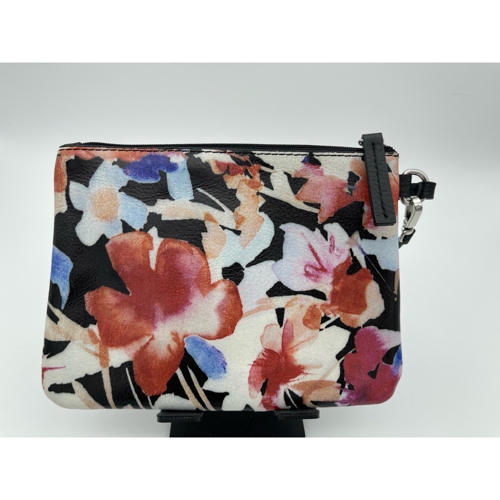 Lodis Floral Coated Leather Wristlet Zip Pouch Clutch Travel - Picture 3 of 6